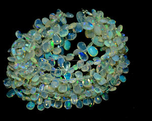 Perles en forme de poire en cristal à facettes en opale éthiopienne véritable 6x4 à 12x9mm 16 pouces perles de pierres précieuses utilisées pour la fabrication de bijoux - Product Image 1
