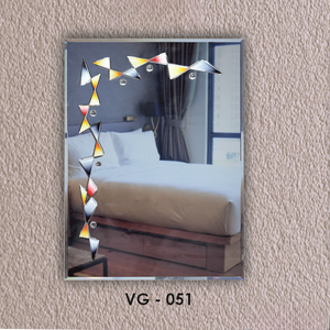 <b>Rectangular</b> V-Groove Etched Design <b>Mirror</b> Frameless <b>Wall</b>-Mounted Perfect for Enhancing Home or Office Decor - Product Image 1