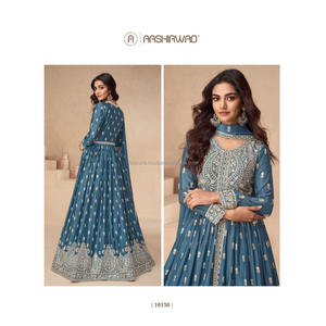 Último bordado indio Sharara Gharara Kurti Set, Georgette tela hermosa diseñador paquistaní personalizar Ropa Étnica al por mayor - Product Image 5