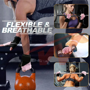 Women Fingerless Gym Gloves Extended Wrist Protection <b>Towel</b> Wipe Panel Weight Lifting Gloves Manufacturer wholesale OEM - Product Image 3