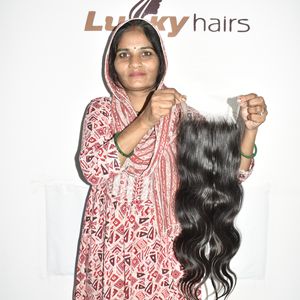 Cabello Humano Indio Virgen de Alta Calidad con Aspecto Natural, Cierre HD, Ondulado, Precio al por Mayor, Extensiones de Cabello Remy - Product Image 3