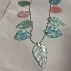 Perles de pierre naturelle multi-aquamarine de 6 mm et 8 mm, en forme de feuilles et de fleurs sculptées, qualité AAA, certifiées IGI, coupe fantaisie 2026 - Product Image 1