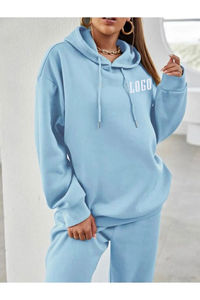 Sweat à capuche pour femme, coupe ample et décontractée, avec logo personnalisé OEM, épaules tombantes, cordon de serrage, épais et surdimensionné, pour l'hiver et l'automne - Product Image 5