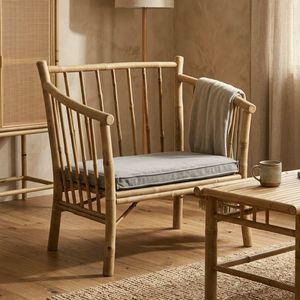 เก้าอี้รับประทานอาหารไม้ไผ่พับได้ทำมือ พร้อมเบาะรองนั่ง เฟอร์นิเจอร์ไม้ไผ่ธรรมชาติรักษ์โลก สำหรับบ้าน สวนสาธารณะ และห้องรับประทานอาหาร - Product Image 1