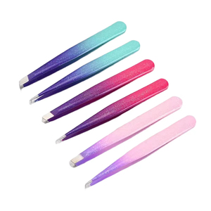 Pince à épiler professionnelle 1 pièce en acier inoxydable à pointe fine, inclinée et plate pour l'épilation et le maquillage, multicolore - Product Image 4