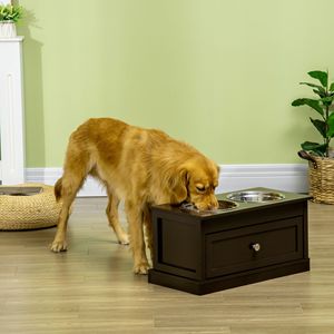 Stazione di Alimentazione Doppia Rialzata per Cani con Cassetto Portaoggetti e 2 Ciotole in Acciaio Inossidabile per Cani di Taglia Grande - Product Image 2
