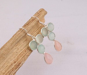 Natural Rose Quartz Water Drop Bezel Set <b>Earrings</b> <b>Solid</b> 925 Sterling <b>Silver</b> Handmade Vintage Luxury Drop <b>Earrings</b> Wedding - Product Image 6