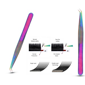 Fournisseur professionnel de pinces à cils, outils d'extension de cils, pinces en acier inoxydable à 45 degrés, antistatiques, durables, OEM, vente en gros - Product Image 1
