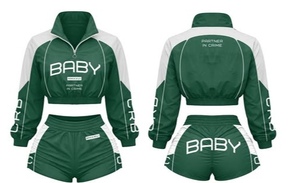 2026 Women's 2-Piece Street Sportswear Set Full-Sleeve T-Shirt and <b>Knee</b>-Length Shorts Breathable Non-Pilling - Product Image 2