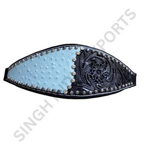 SIE Harnais de cheval en cuir véritable avec muserolle artisanale, collier de tête réglable, quincaillerie en laiton massif, équipement équestre haut de gamme - Product Image 5