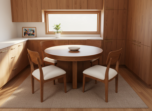 Ensemble de table à manger ronde moderne en frêne massif avec 4 chaises - Durable, facile à nettoyer, léger - Product Image 4