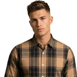 Camisa de Franela a Cuadros Negra y Marrón Personalizada para Hombre, Manga Larga, con Botones, Estilo Casual, Tela Suave Cepillada, Ropa de Calle para Exteriores - Product Image 3