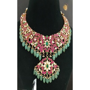 Magnífico Juego de Collar Jadau Clásico Chapado en Oro de Latón de Calidad Superior para Regalo de Compromiso, Boda, Aniversario, Fiesta, para Mujer - Product Image 1