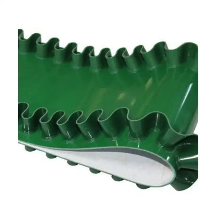 Sabuk konveyor bergelombang cleat sided pvc hijau kustom