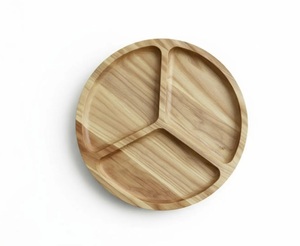 Round Wooden Divided 3 Section <b>Snack</b> <b>Tray</b> Ash Wood Serving Platter Rustic Portable Catering Charcuterie Board - Product Image 4