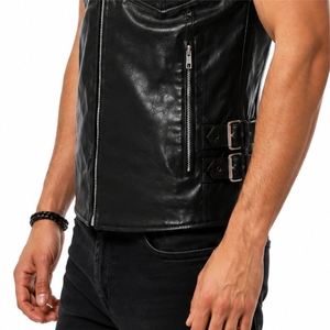 Custom Men's Genuine Leather Casual Biker <b>Vest</b> Breathable Comfort Fit Custom Made Durable Design Premium Quality - Product Image 5