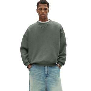 Sweat-shirt à col rond en molleton de coton délavé à l'acide, design personnalisé, décontracté, écologique, respirant, pour homme, automne - Product Image 3