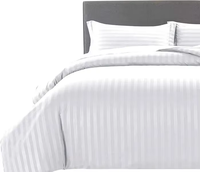 Juego de Ropa de Cama de Hotel Personalizable con Rayas Blancas, 300 Hilos, Microfibra Premium, Ecológica, Duradera, Transpirable, Moderna, Suave y Cómoda