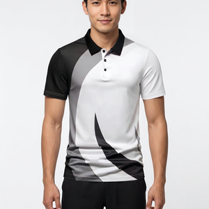 เสื้อโปโลผู้ชายสีสันสปอร์ต แขนสั้น ลายพิมพ์ แห้งเร็ว ผ้าถักโพลีเอสเตอร์ ทรงปกติ - Product Image 3