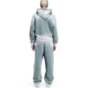 Unisex Garment Dyed Cotton Tracksuit Full <b>Zip</b> <b>Hooded</b> Loose Fit Solid Color Casual Sweat Suit Autumn Adult Wear - Product Image 5