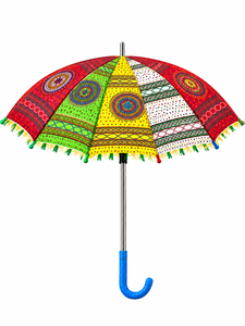 Sombrilla Decorativa Tradicional de Rajastán para Decoración de Bodas, Mehndi, Haldi, Festivales, Fiestas, Bordada y Colorida - Product Image 1