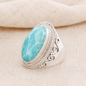 Natural Amazonite Gemstone <b>Ring</b> 925 Sterling <b>Silver</b> Handmade Vintage Boho Statement <b>Ring</b> Women Jewelry Gift <b>for</b> Unisex <b>Men</b> Her - Product Image 1