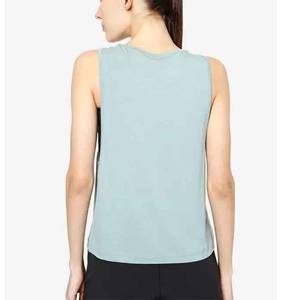 Women's Light Blue Scoop Neck Tank <b>Top</b> Breathable Knitted Casual Regular Length Solid Color Workout Wear Front Logo Quick Dry - Product Image 3