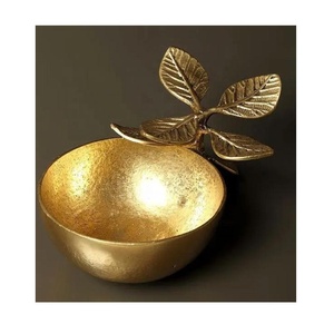 Bols de haute qualité avec feuille attachée servant des collations bols noix de fruits aluminium fêtes décoratives mariage serveware décor bols - Product Image 1