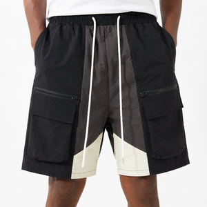 Black Charcoal Gray <b>Cargo</b> <b>Shorts</b> Zip Pockets Elastic Waist <b>Long</b> Drawstring Custom Logo Streetwear OEM Clothing Casual <b>Shorts</b> - Product Image 1