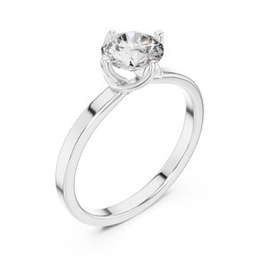 Bague de fiançailles et de mariage solitaire en diamant de laboratoire 1-3 carats, sertissage tulipe, or massif 18K/14K/10K, argent 925, pour femme - Product Image 2