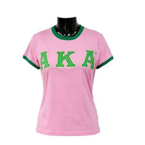 เสื้อยืดสีชมพูเขียว แขนสั้น แต่งขอบตัดสี สำหรับผู้หญิง สไตล์ลำลอง แฟชั่นสตรีทแวร์ เสื้อผ้าผู้หญิงทันสมัย ขายส่ง - Product Image 1
