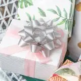 Custom Eco-Friendly Polyester Silver Butterfly Bow Gift <b>Ribbons</b> Metallic Woven Decorative Bows for Christmas - Product Image 2