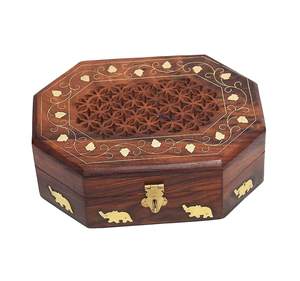 Luxury Hand Carved Rustic Wooden Vintage Storage <b>Boxes</b> For Jewelry <b>Keepsake</b> Vanity With Hinged Lid For Homedecor Wedding Gifting - Product Image 6