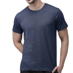 New <b>Design</b> Men Polyester/Cotton Anti-Wrinkle Knitted Short Sleeve T-Shirt Custom Front Print Solid High Quality Eco-Friendly - Product Image 2