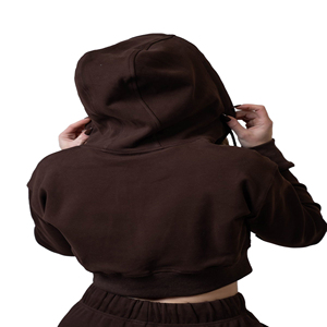 Sudadera con Capucha Corta Negra para Mujer, con Cierre Frontal, Estilo Casual Urbano, Logotipo Personalizado - Product Image 3