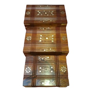 Wooden Jewelry Organizer <b>Box</b> Inlaid Storage Case Floral Pattern Compact <b>Vanity</b> Organizer for Home Gift - Product Image 1