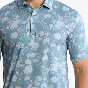 Polo à manches courtes pour homme 2026, imprimé floral, respirant, tricoté, décontracté, bleu clair, motif décoratif - Product Image 6