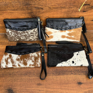 Populaire personnalisé peau de vache bracelet fermeture éclair gland pochette pour femmes haute qualité en cuir véritable porte-carte de crédit portefeuilles de voyage - Product Image 3