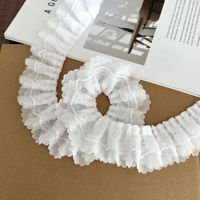 Ruban plissé festonné en dentelle double couche blanche en gros pour la confection de robes, vêtements et projets de bricolage