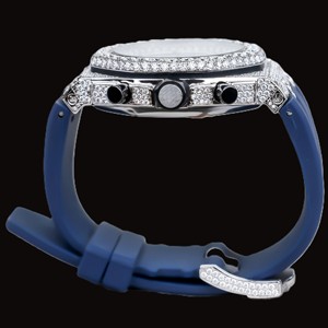 Montre personnalisable en caoutchouc bleu avec diamants Moissanite, demi-sertie, classique, bijoux pour homme à prix abordable - Product Image 4
