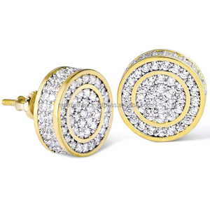 Bague boucle d'oreille pour homme grande taille chic forme ronde boucle d'oreille hip hop en argent sterling vvs moissanite diamant - Product Image 4