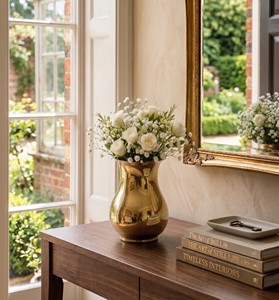 Fantaisie Laiton Brillant Polonais Mini Table Arrêt Moderne Fantaisie Décor À La Maison Fleur Vase Style Indien Classique Royal Luxures En Métal Vase - Product Image 1