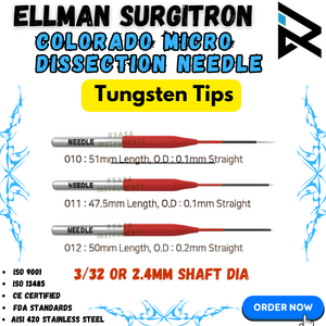 เข็มผ่าตัดไมโครโคโลราโด 3 ชิ้น สีแดง ทังสเตน ปลายแหลมตรง ยาว สำหรับโรงพยาบาล มาตรฐาน CE - Product Image 2