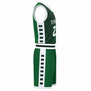 Ensemble d'uniformes de basketball vert personnalisé unisexe, maillot sans manches col en V et short respirant à séchage rapide 100 % polyester sublimé pour équipe - Product Image 4