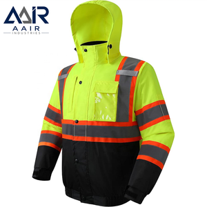 AAIR INDUSTRIES <b>Hi</b> <b>Vis</b> Reflective Safety <b>Jacket</b> Microfiber Waterproof Hooded Workwear Breathable Flame Retardant CE for Road - Product Image 2
