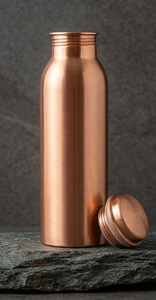 Metal Simple Shiny Copper Water <b>Bottle</b> With Glass for Ayurveda Health Benefits Drinking Water Copper Water <b>Bottle</b> and Glass Set - Product Image 2