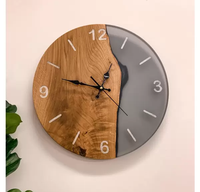 Elegante Reloj de Pared de Madera y Resina Epoxi Hecho a Mano, Regalo Decorativo para el Hogar, Reloj Decorativo de Lujo para Sala de Estar, Funciona con Batería