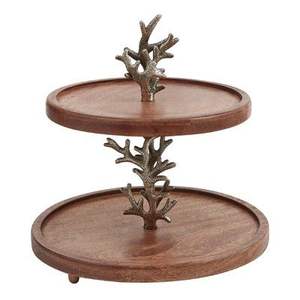 Support à gâteau en bois style ferme pour table de dessert de mariage et présentation sur comptoir de cuisine - Product Image 1