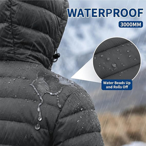 Men's <b>Hooded</b> Puffer Jacket Solid Color Windproof Polyester Winter <b>Coat</b> Casual Zipper Closure Regular Fit - Product Image 3