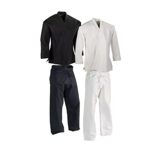 Uniforme de karaté noir pour adultes unisexe, 100% coton, vêtements d'entraînement durables, coupe régulière, style uni teint, combinaison d'entraînement légère - Product Image 5